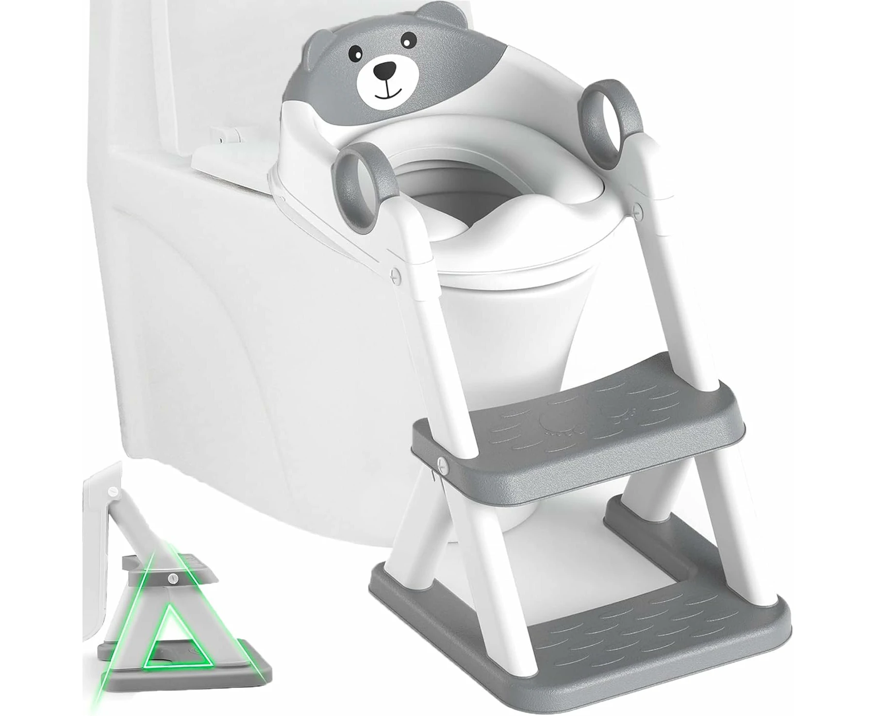 Potty Training Seat Ladder, Kids Boys Girls, Grey