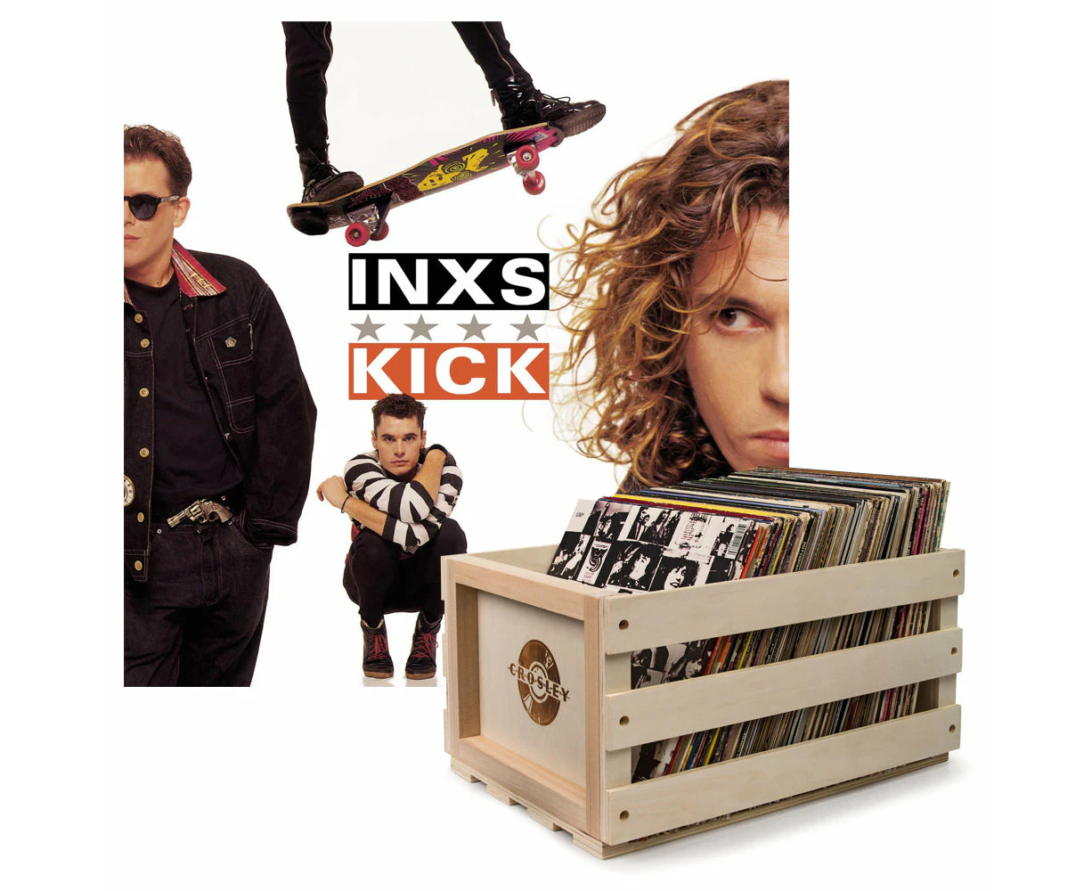 Crosley Record Storage Crate & Inxs Kick - Vinyl Album Bundle