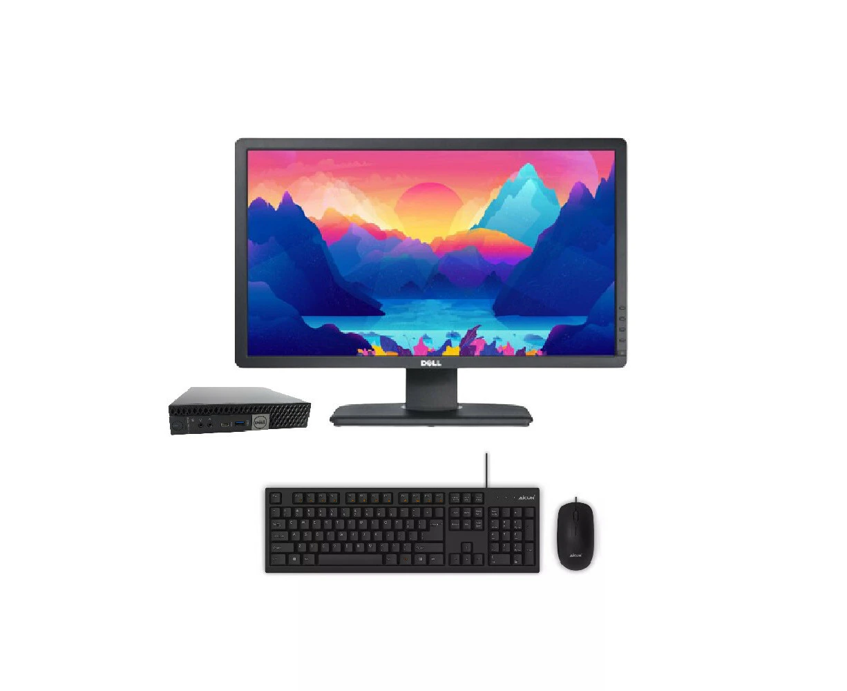 Dell 7050 Micro Desktop Bundle i5-7500T 3.3GHz 128GB 8GB RAM+ 24" Generic Monitor| Refurbished - Refurbished Grade A