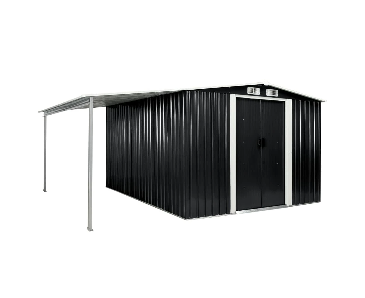 vidaXL Garden Shed with Sliding Doors Anthracite 386x312x178 cm Steel