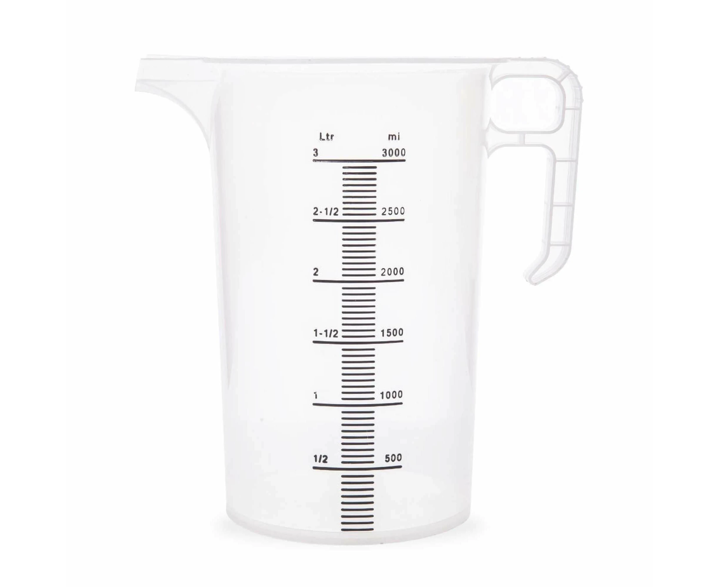 3L Measuring Jug Heavy Duty Clear Plastic Propylene Food Grade BPA 5 Pro-Jug