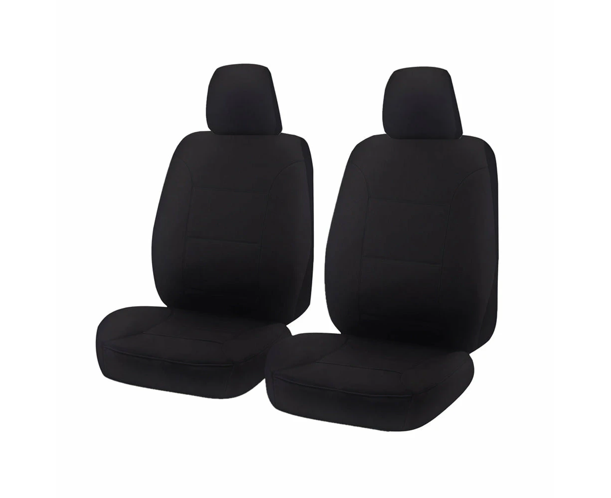 Seat Covers for ISUZU D-MAX 06/2012 - 06/2020 DUAL CAB CHASSIS UTILITY FRONT 2X BUCKETS BLACK CHALLENGER