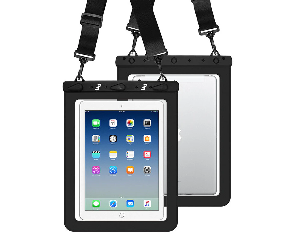 Adore IPad Tablet Waterproof Bag Touch Screen Transparent with Adjustable Lanyard Waterproof Case-Black