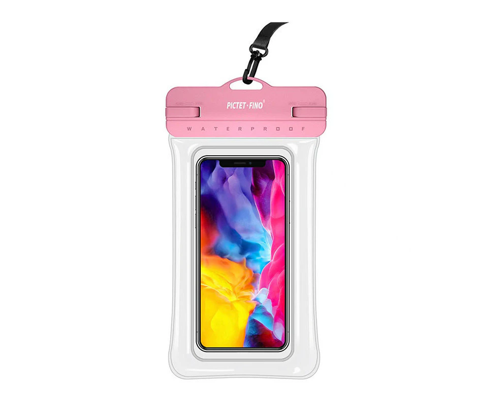 Adore Waterproof Mobile Phone Bag TPU Inflatable Floating Model with Lanyard Dry Bag for Up to 8.2 Inch-Pink