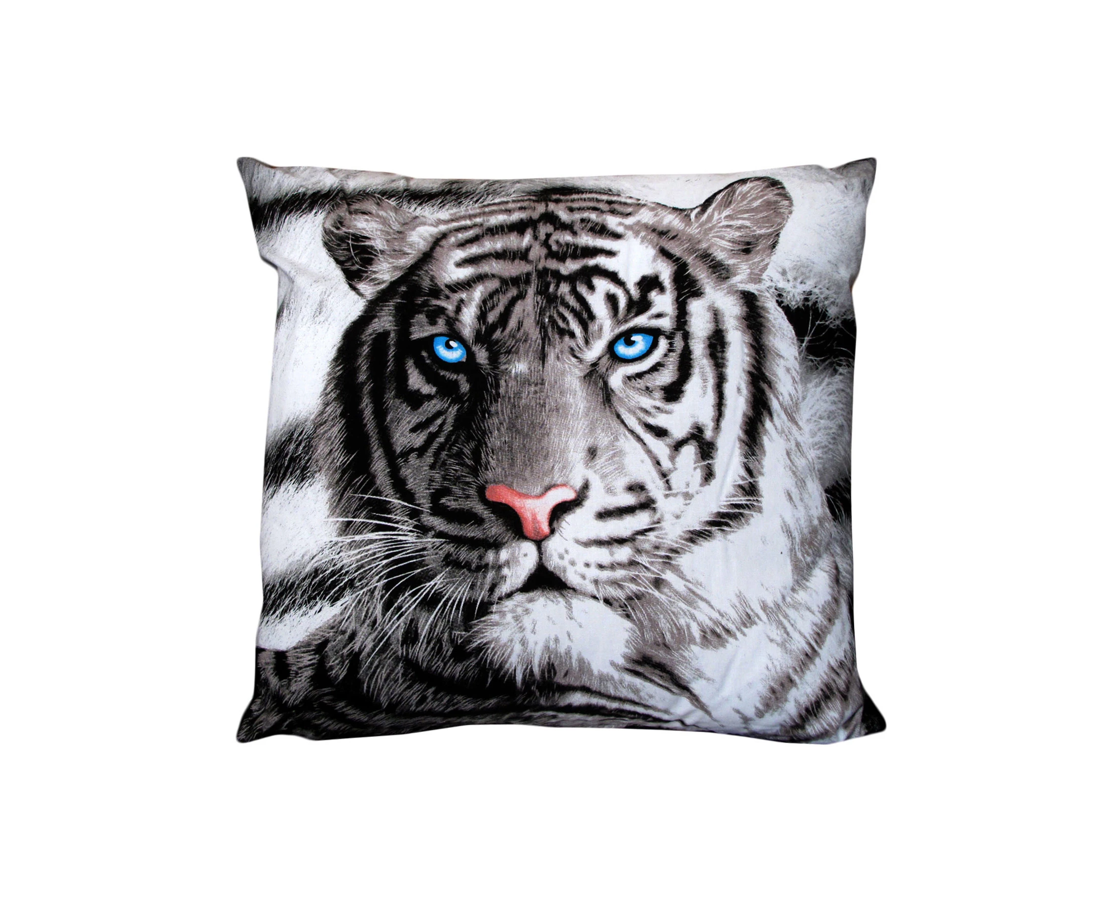 Blue Eyes Stripes Tiger Square Filled Cushion by Just Home