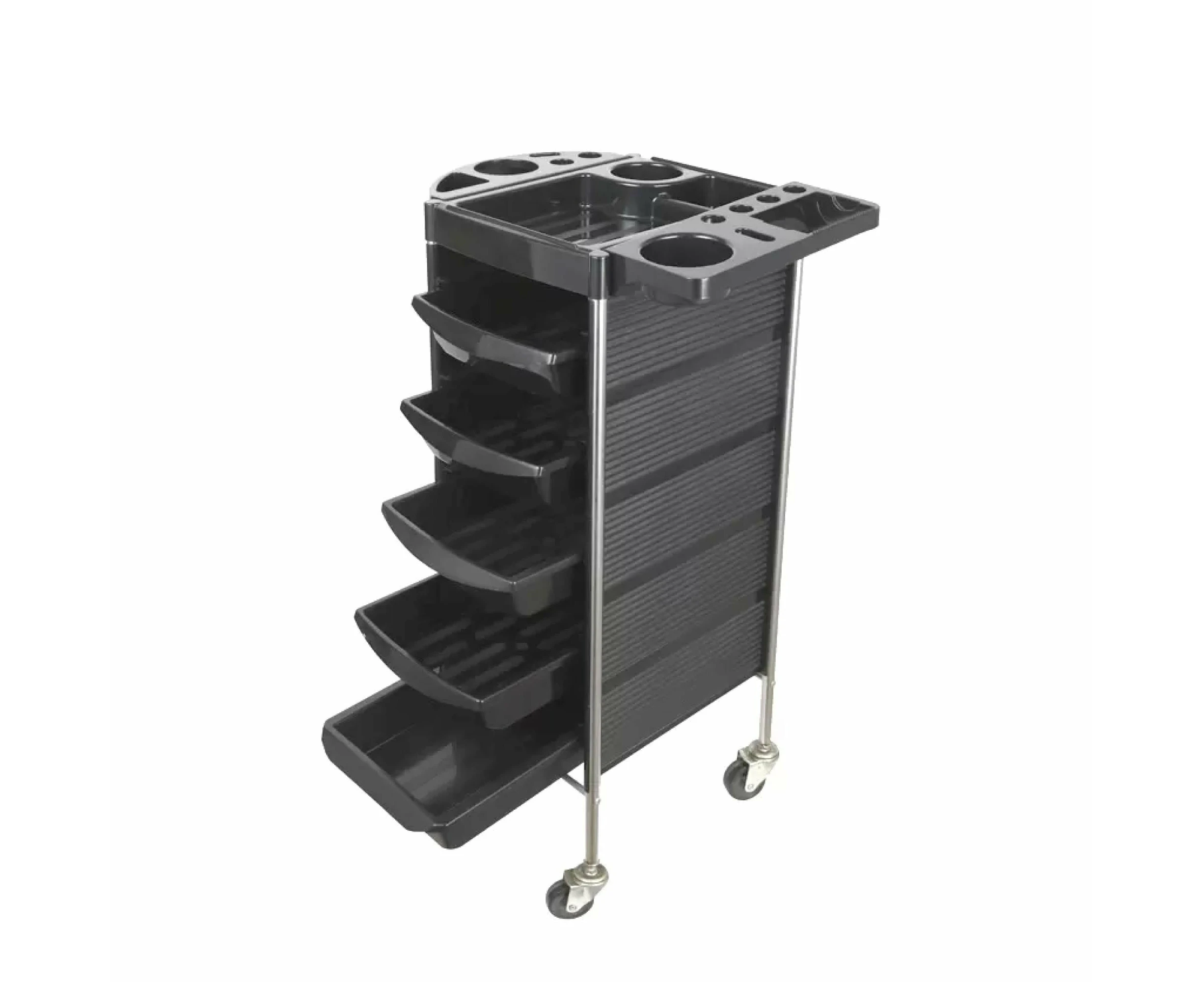 5 Drawer Hairdressing Trolley Black 90x30x36cm Hair Salon Beauty Rolling Cart