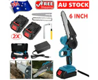 Electric Chainsaw 6INCH Cordless Chainsaws Portable Wood Cutter With 2 Battery + Box