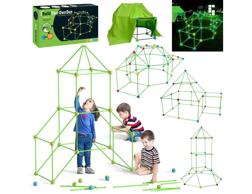 175Pcs DIY Build Your Own Den Set Children Tent Play House Kids Fort Building