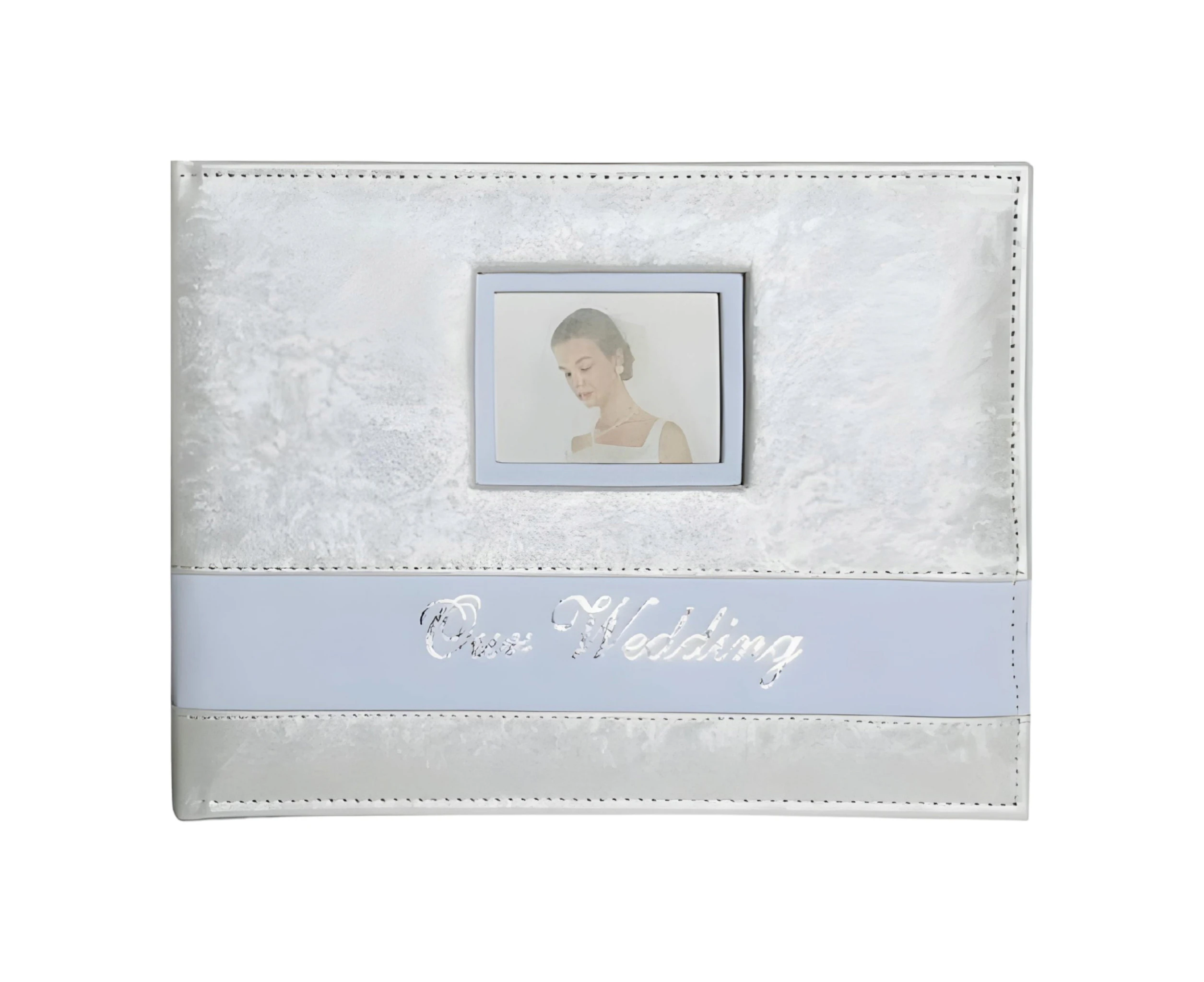 White Leather Cover & Frame Our Wedding Signature Message Guest Book in Gift Box