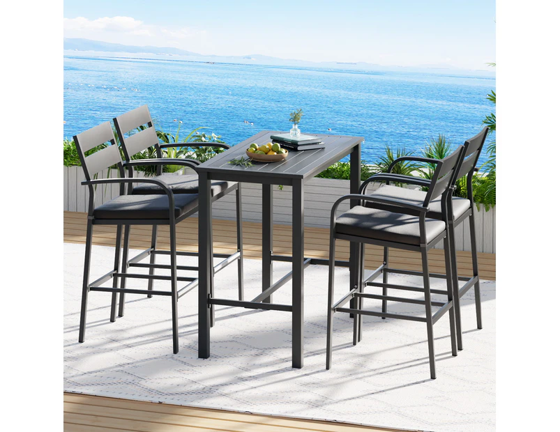 Gardeon Outdoor Bar Set 5-Piece Patio Dining Chairs Aluminium Table Stools