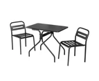 Gardeon 3PC Outdoor Bistro Set Patio Furniture Steel Table and Chairs Black