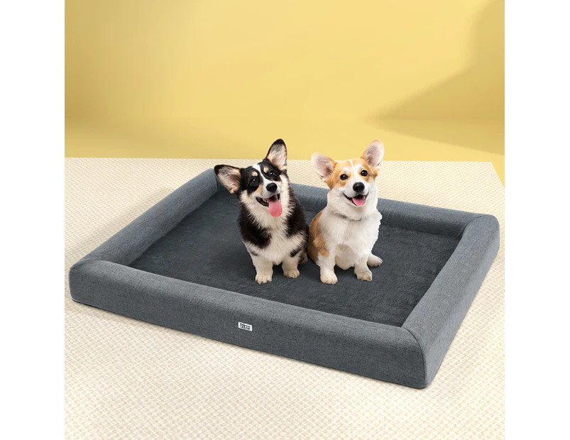 i.Pet Pet Bed Dog Cat Extra Large Calming Soft Sofa Cushion Egg Crate Washable Grey