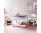 Keezi Kids Table and Chairs Set Play Activity Toys Storage Chalkboard Desk Grey