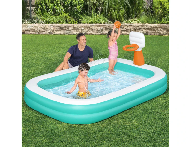 Bestway Kids Inflatable Pool Above Ground Play Pools Basketball Hoop 251x168cm