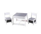 Keezi Kids Table and Chairs Set Play Activity Toys Storage Chalkboard Desk Grey