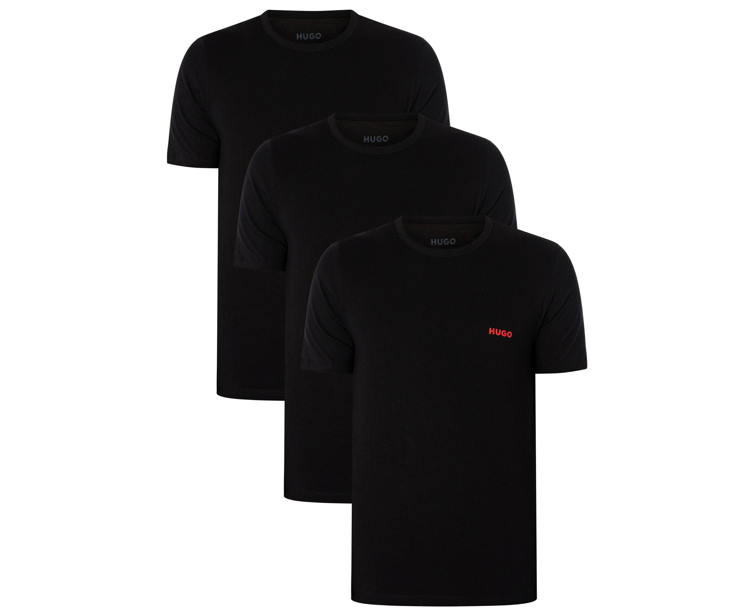 HUGO Men's 3 Pack Lounge Logo Crew T-Shirt - Black