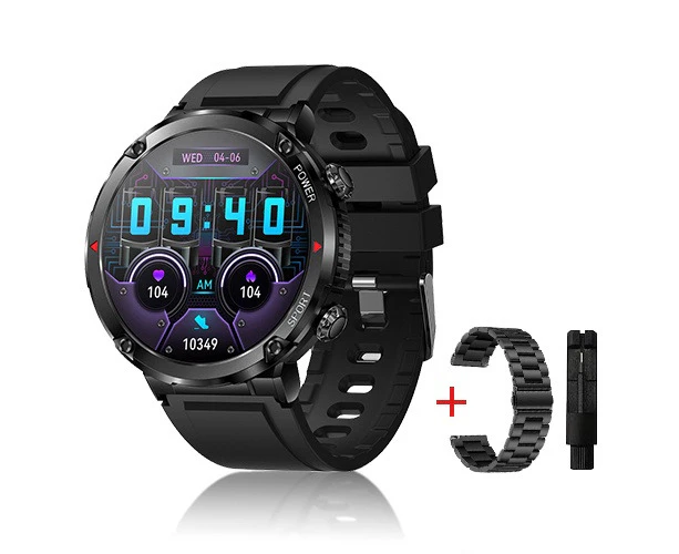 Military Smartwatch Bluetooth Call with 600 mAh - Black