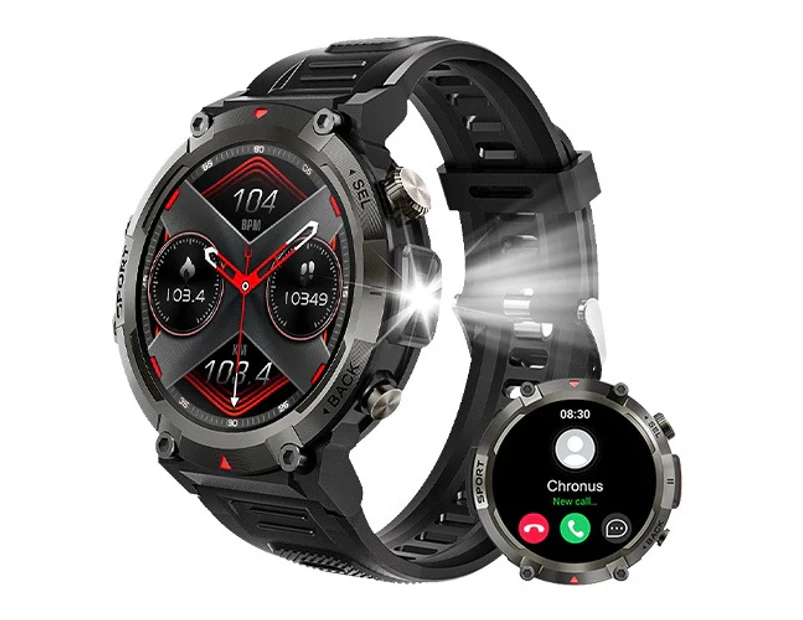 Smartwatch 1.45" HD Touch Screen Fitness Watch for Men 110+ Sports Modes - Black