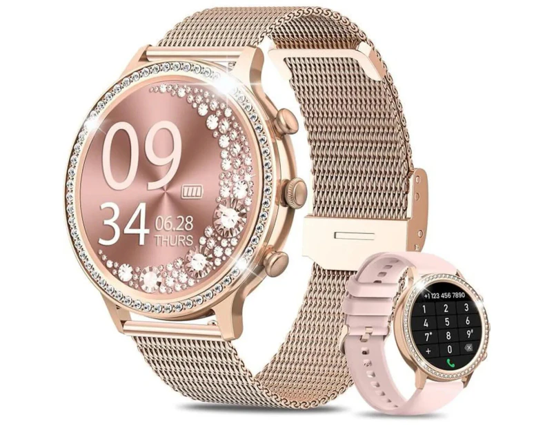 Smartwatch 1.32" Touch screen with AI Voice Heart Rate Sleep Monitor Pedometer - Rose Gold