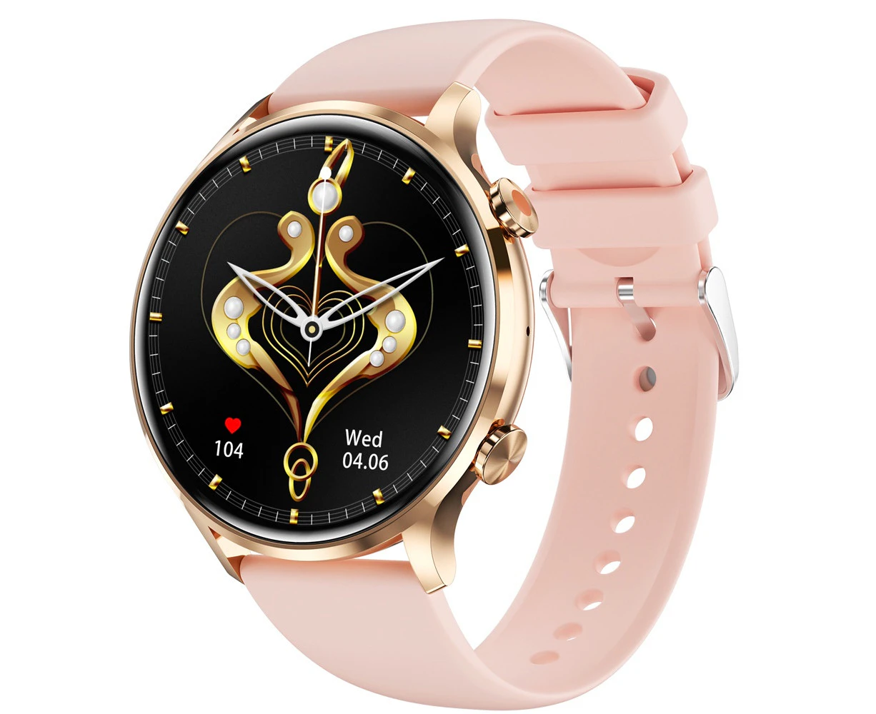 Smart Watch Bluetooth Call 1.39 Inch Health Monitoring 114 Sports Modes Compatible with Android iOS - Rose Gold