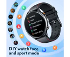 Smart Watch Bluetooth Call 1.39 Inch Health Monitoring 114 Sports Modes Compatible with Android iOS - Black