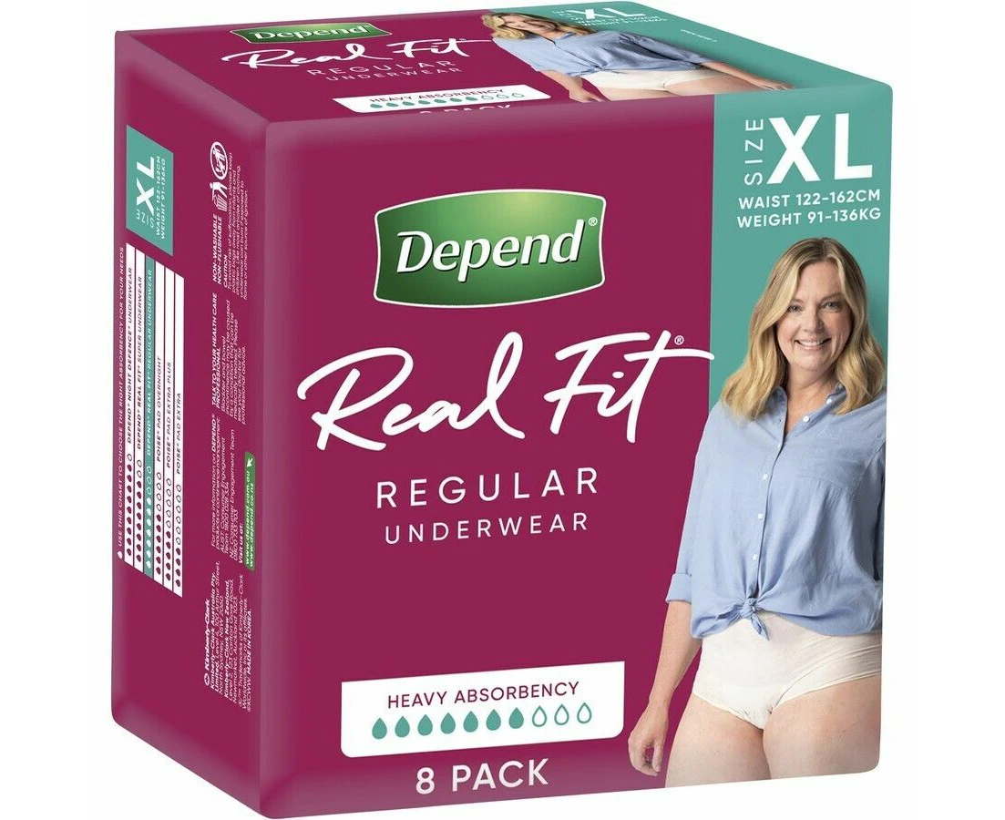 Depend® Real Fit Regular Underwear for Women 8pk XL x 4 pack