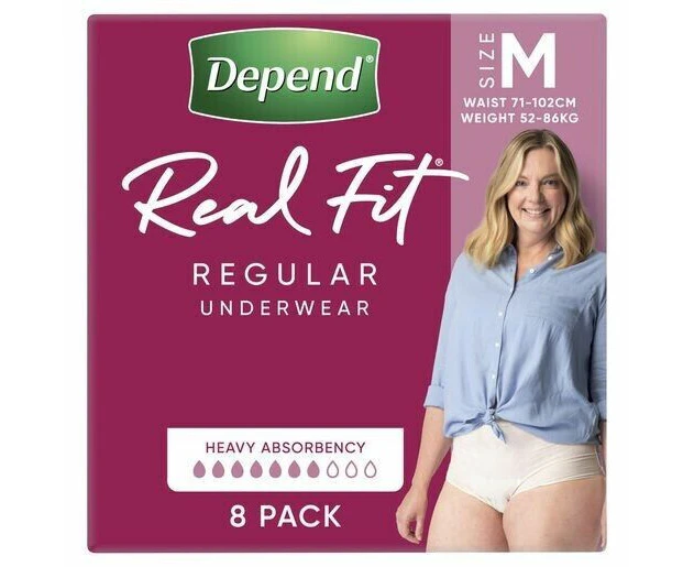 Depend® Real Fit Regular Underwear for Women 8pk M x 4 pack