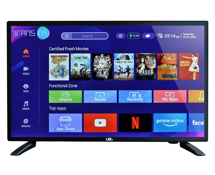 UEC 24 inch Smart TV ELED T/T2 12VDC ( 9- 32V )With Android and Bluetooth