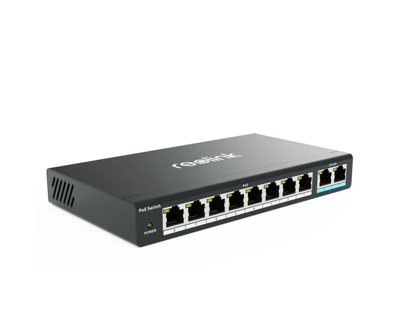 Reolink PoE Switch with 8 PoE Ports and 2 Gigabit Uplink Ports, 120W Power Budget, RLA-PS1