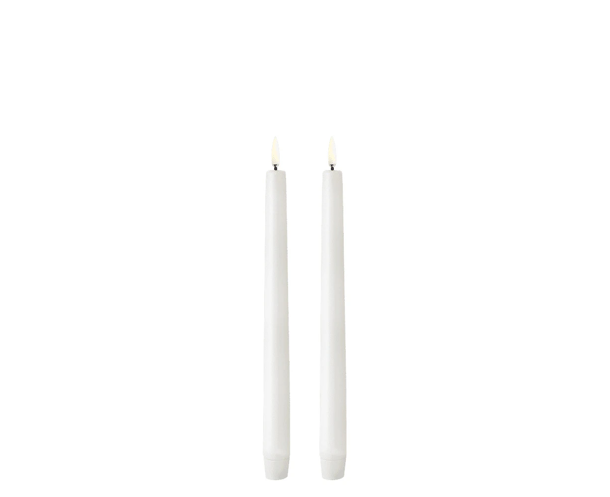 Uyuni Lighting Taper Flameless Candles 2 Pack 2.3 x 25cm - Nordic White NW02325-2