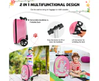 2-in-1 Kids Suitcase Scooter Set Foldable Ride-on Luggage w/LED Lit Wheels Unicorn Pattern