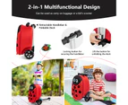 2-in-1 Kids Suitcase Scooter Set Foldable Ride-on Luggage w/LED Lit Wheels Red