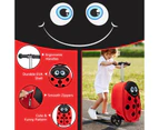 2-in-1 Kids Suitcase Scooter Set Foldable Ride-on Luggage w/LED Lit Wheels Red