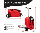 2-in-1 Kids Suitcase Scooter Set Foldable Ride-on Luggage w/LED Lit Wheels Red