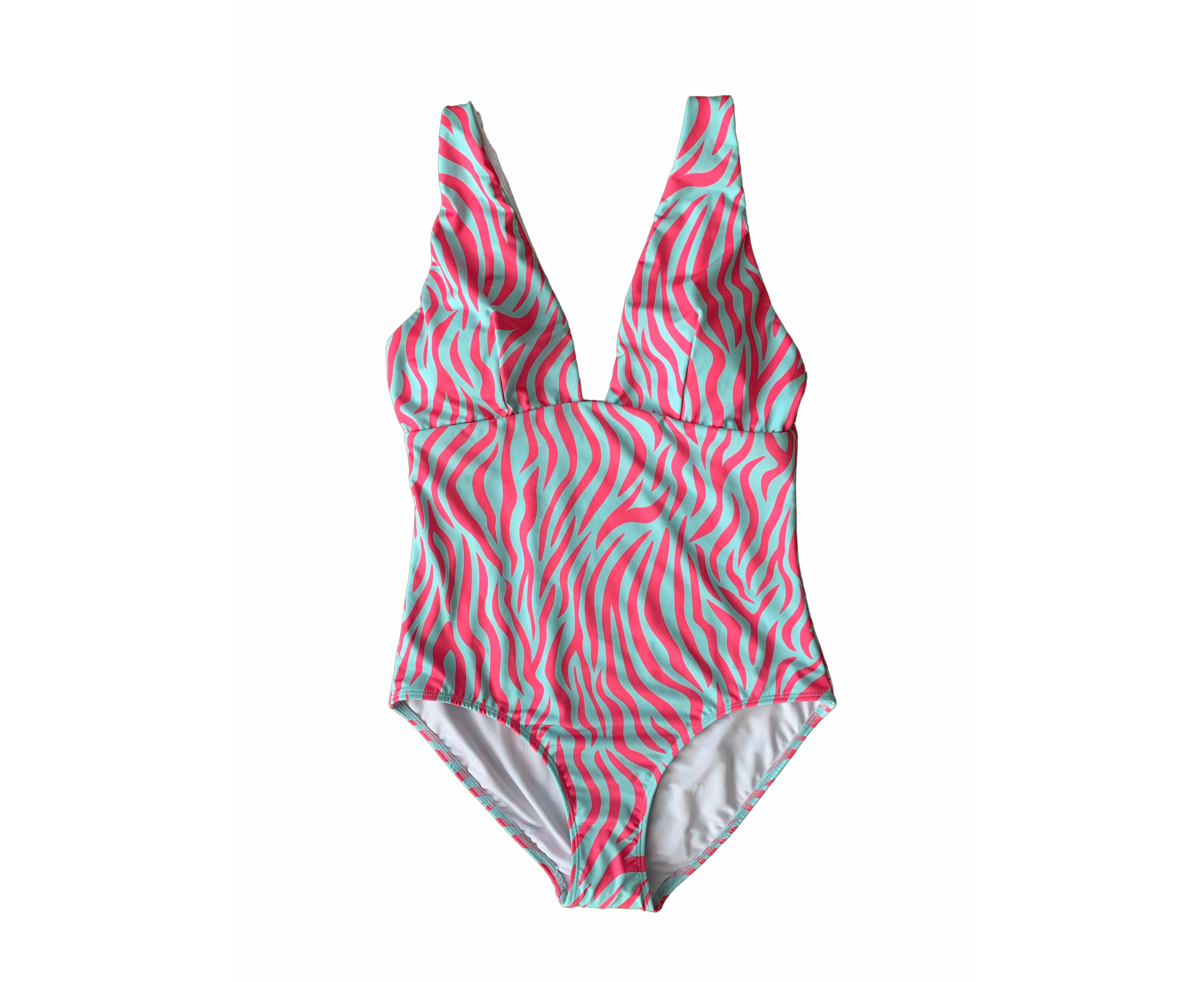 WOMENS ONE PIECE PINK & BLUE ZEBRA