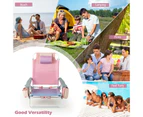 Costway 2-Pack Folding Backpack Beach Chair Portable Camping Stool w/Cup Holder Storage Pocket 5-Position Outdoor Reclining Chair