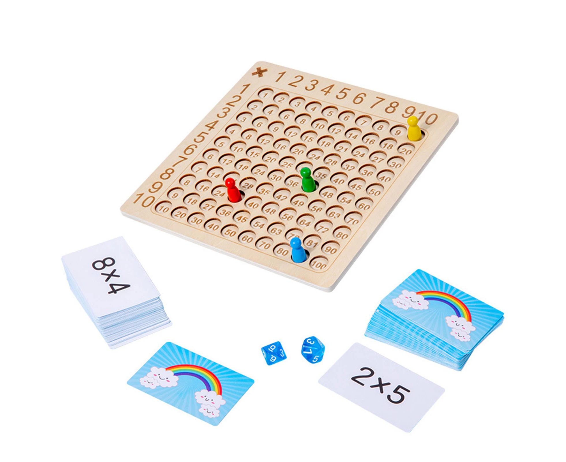 Multiplication Board Game Wooden Early Learning Educational Brain Development Math Counting Toy