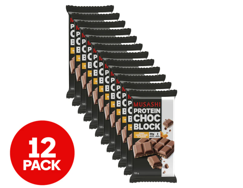 12 x Musashi Protein Choc Block Choc Honeycomb 120g