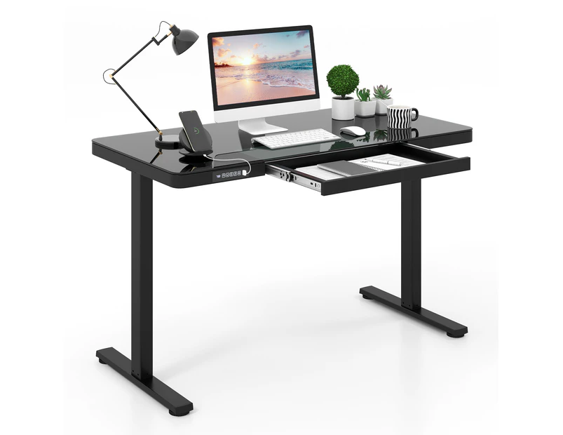 Costway 120x60cm Electric Desk Standing Sit Desk Height Adjustable Desk Home Office Black