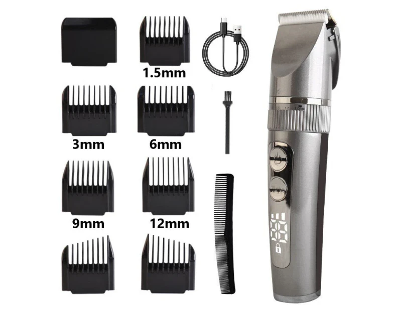 Professional Hair Clipper for Men Rechargeable Electric Razor Hair Trimmer Hair Cutting Machine Beard Trimmer Fast Charging - Grey