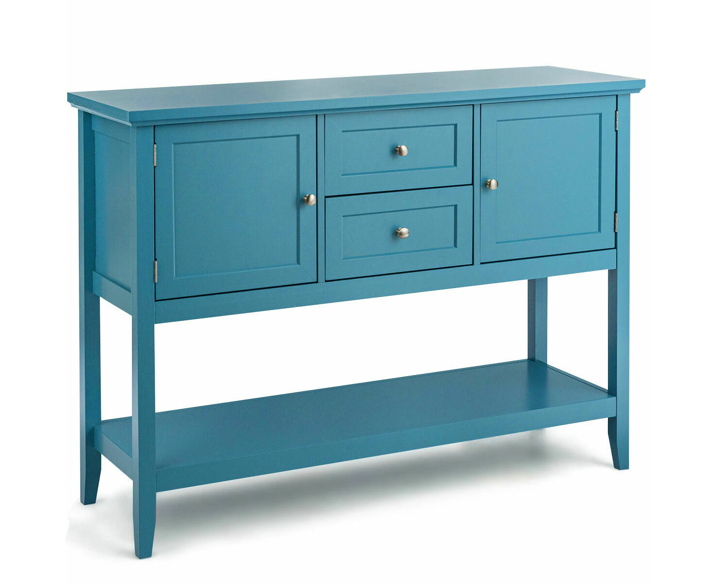 Buffet Sideboard Console Table Storage Cabinet Drawers Hallway Pine Wood Legs Blue