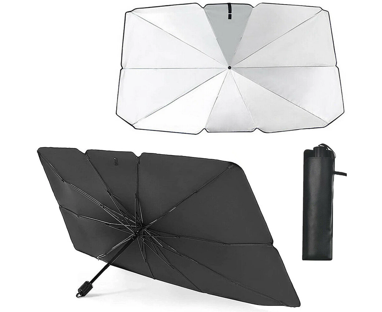 Car Sunshade Umbrella Front Window Visor Sun Shade Cover Black-Large