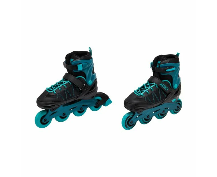 Inline Skates, Black and Teal, Size 8 to 11 - Anko