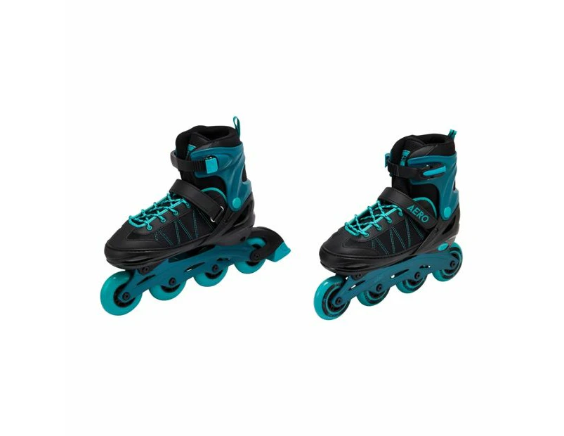 Inline Skates, Black and Teal, Size 8 to 11 - Anko