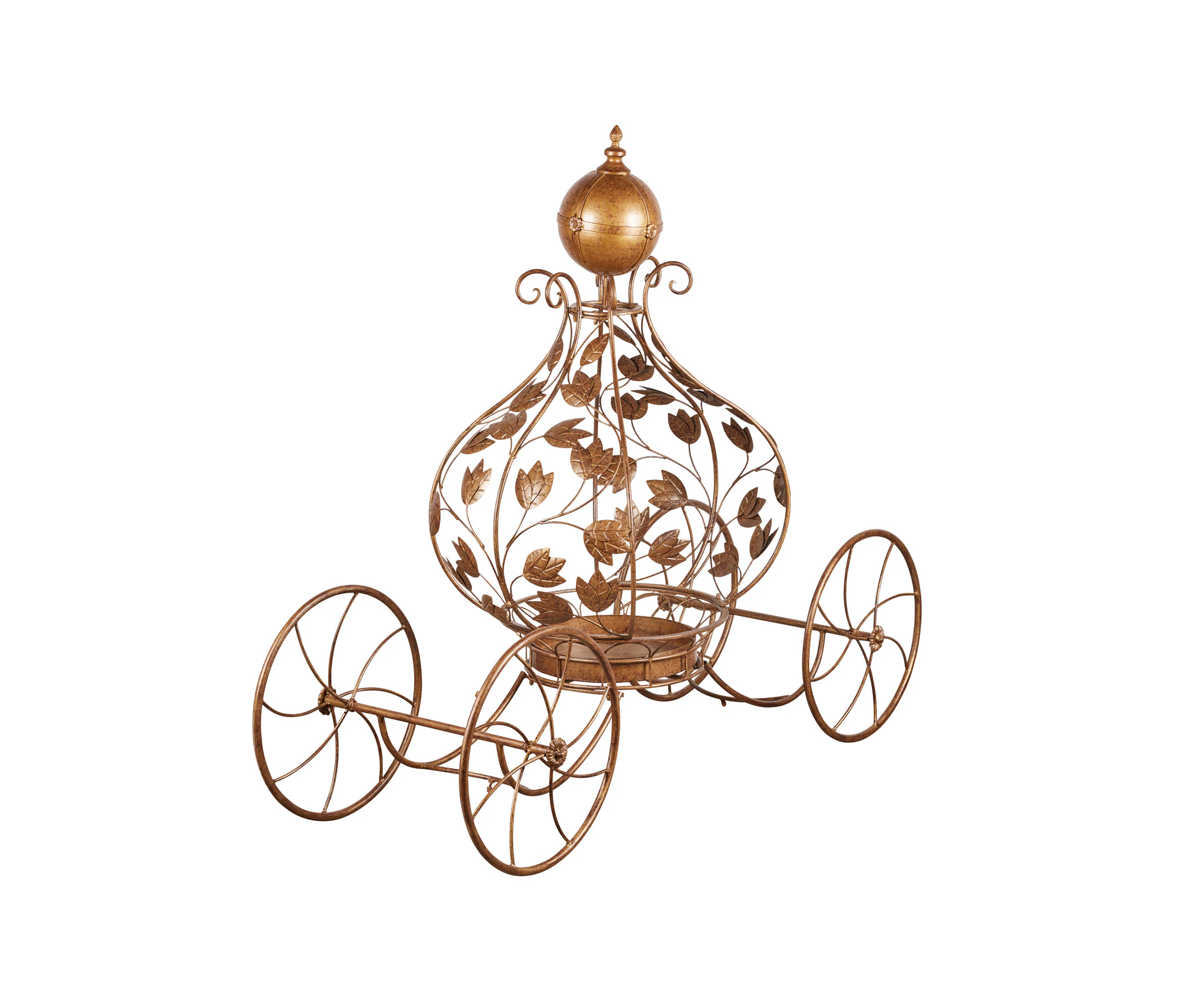 Antique Gold Metal Carriage Display 153cm