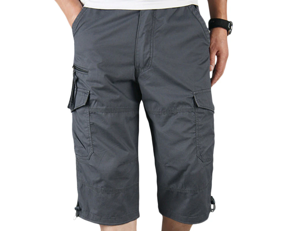 Men 3/4 Length Cargo Combat Pants Shorts Multi Pockers Work Shorts