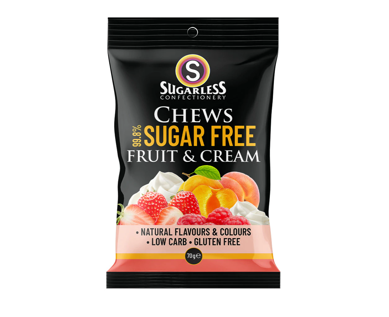 Sugarless Confectionery Fruit & Cream Chews 70g