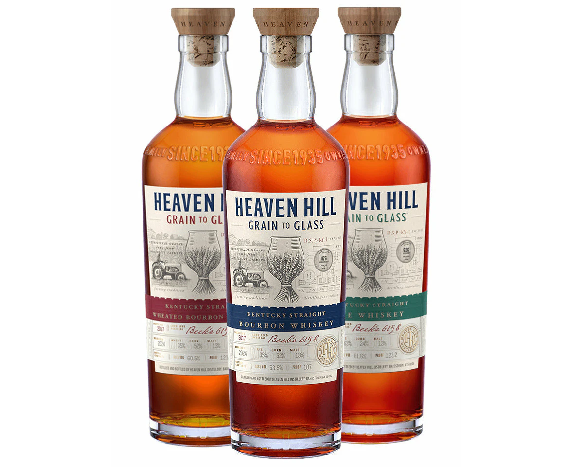 Heaven Hill Distillery Grain To Glass Collection Kentucky Straight Bourbon, Wheated Bourbon & Rye Whiskey 3 X 750ml