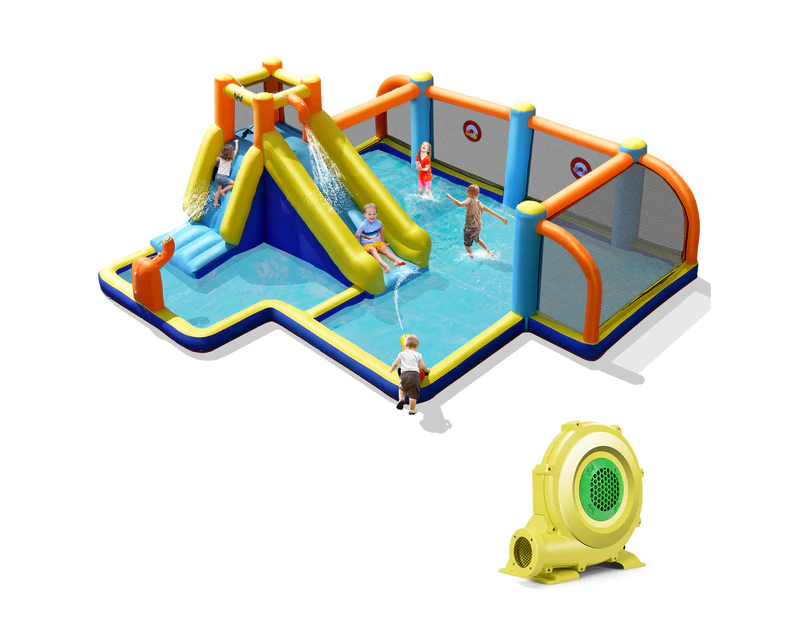 Coswtay 5 IN 1 Inflatable Water Slide Park Kids Jumping Castle Soccer Zone w/Blower