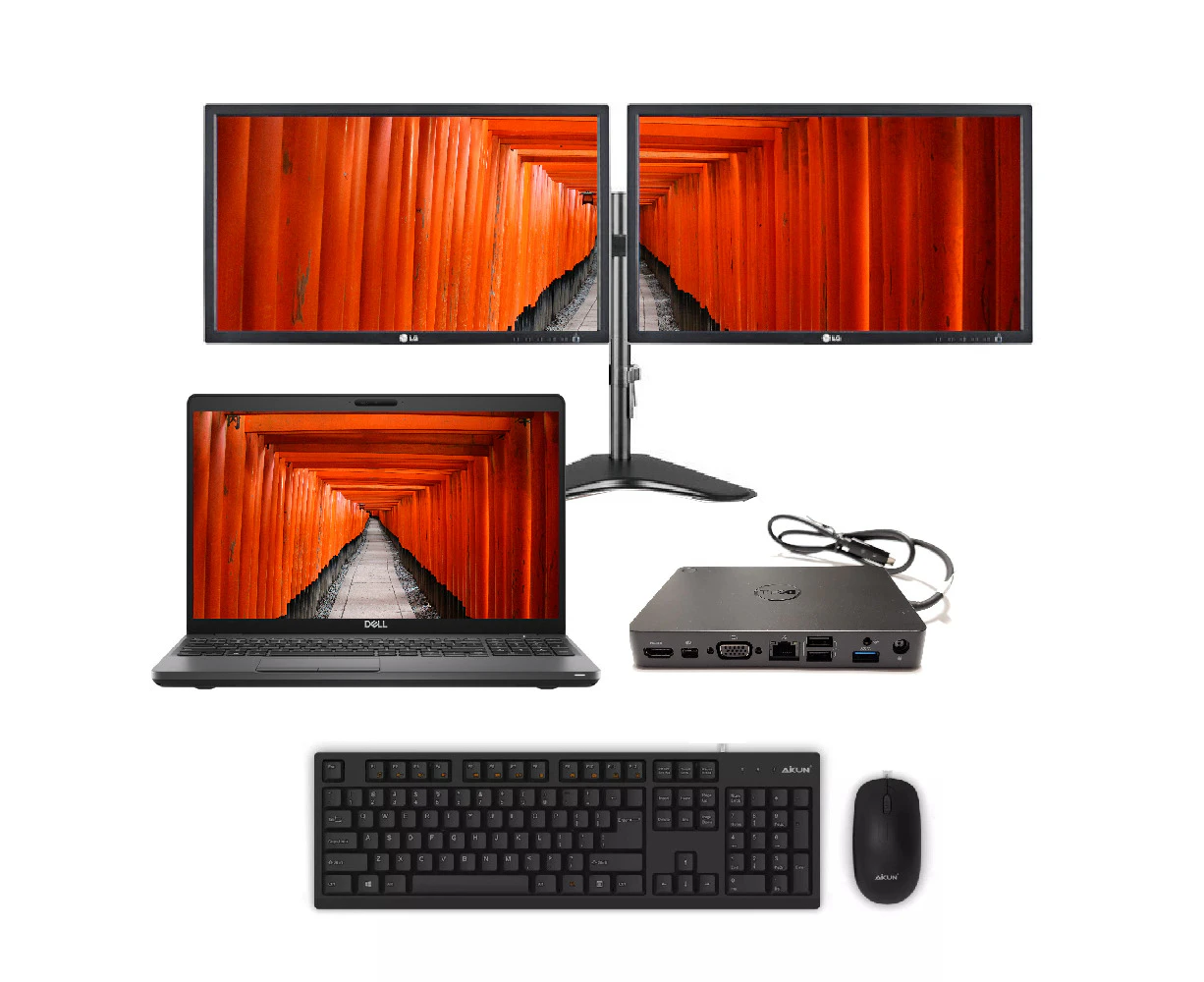 Dell 5500 Bundle 15" Laptop i5-8365U Up to 4.1GHz 256GB 16GB+  Dual 24" Monitor+ Docking station | Refurbished (Grade B) - Refurbished Grade B